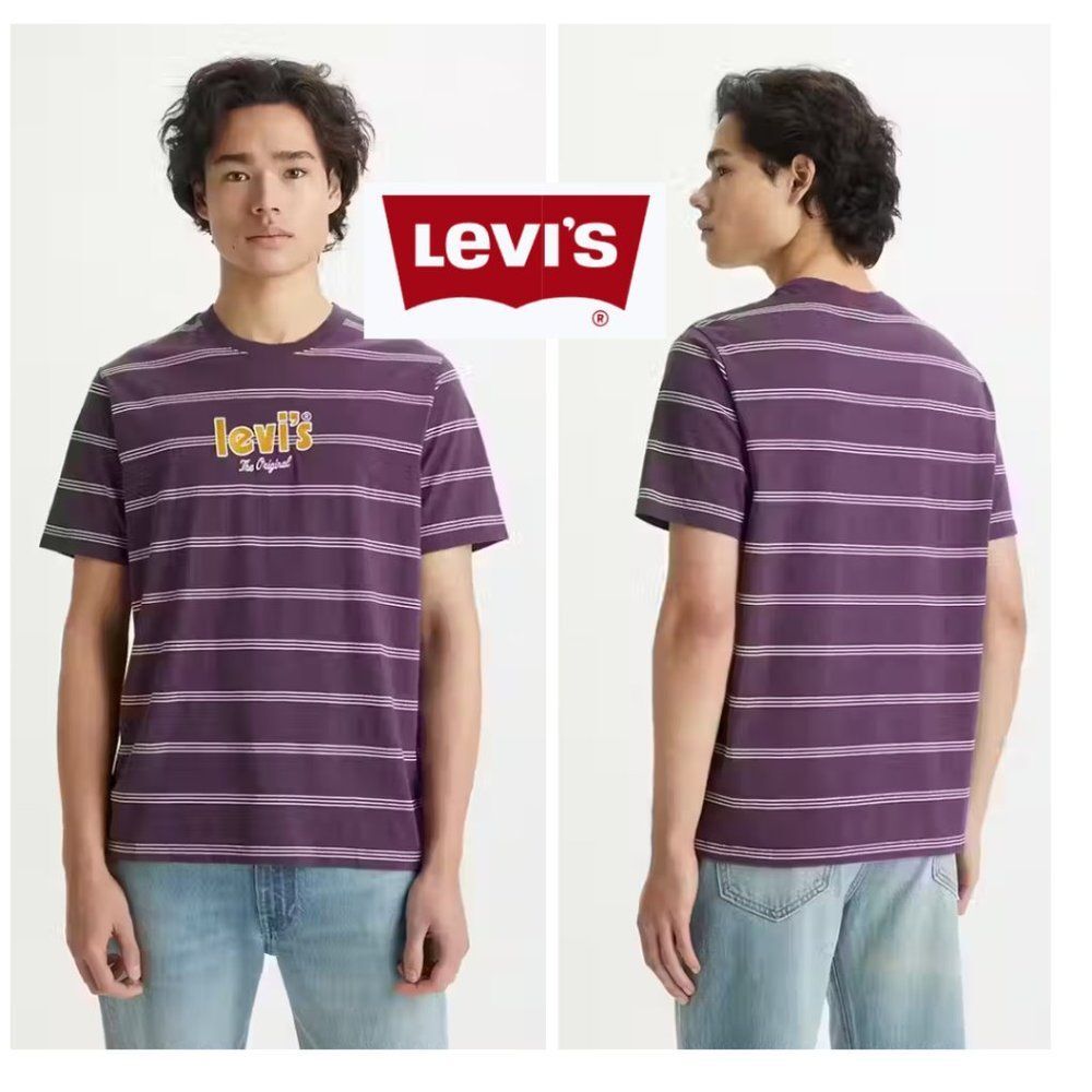 NWOT Levi's Embroidered Purple and White Stripe Shirt